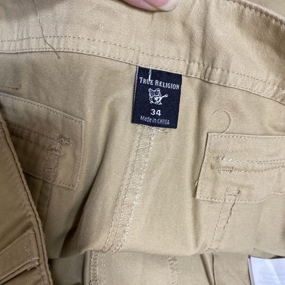 True Religion Men Cargo Khaki  Tan Shorts Size 34 $159 NWT - Picture 5 of 7